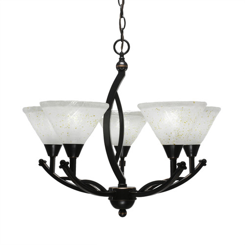 Bow 5 Light Chandelier Shown In Black Copper Finish With 7" Gold Ice Glass (275-BC-7145)