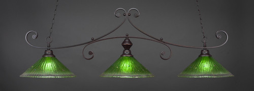 Curl 3 Light Bar Shown In Dark Granite Finish With 16" Kiwi Green Crystal Glass (353-DG-717)