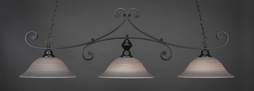 Curl 3 Light Bar Shown In Matte Black Finish With 16" Gray Linen Glass (353-MB-602)