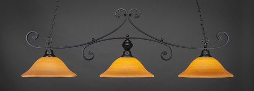 Curl 3 Light Bar Shown In Matte Black Finish With 16" Cayenne Linen Glass (353-MB-622)