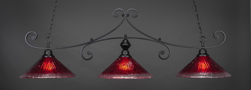 Curl 3 Light Bar Shown In Matte Black Finish With 16" Raspberry Crystal Glass (353-MB-716)
