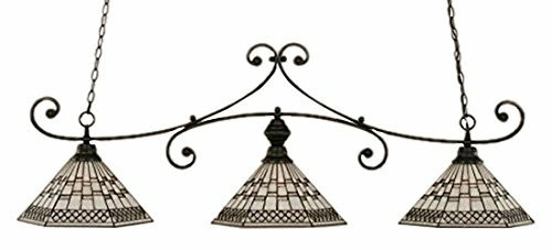 Curl 3 Light Bar Shown In Matte Black Finish With 16" Pewter Tiffany Glass (353-MB-910)