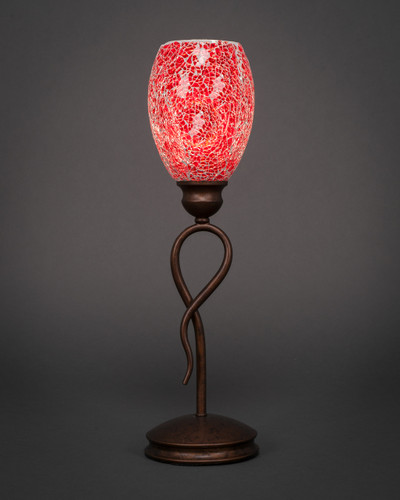 Leaf Mini Table Lamp Shown In Bronze Finish With 5" Red Fusion Glass (35-BRZ-5056)