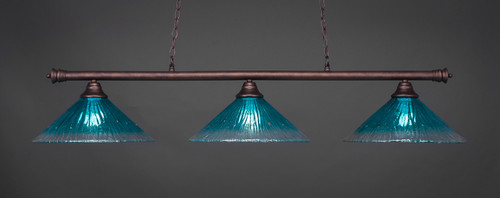 Oxford 3 Light Bar Shown In Bronze Finish With 16" Teal Crystal Glass (373-BRZ-715)