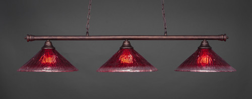 Oxford 3 Light Bar Shown In Bronze Finish With 16" Raspberry Crystal Glass (373-BRZ-716)