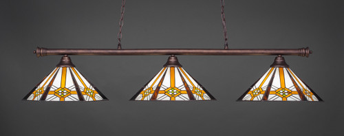 Oxford 3 Light Bar Shown In Bronze Finish With 16" Hampton Art Glass (373-BRZ-961)