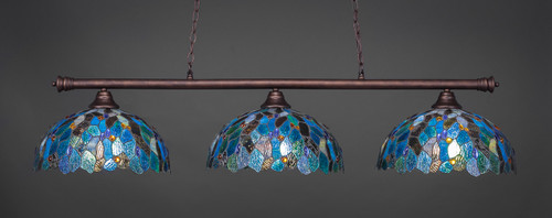 Oxford 3 Light Bar Shown In Bronze Finish With 16" Blue Mosaic Art Glass (373-BRZ-995)