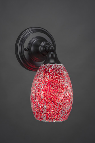 Wall Sconce Shown In Matte Black Finish With 5" Red Fusion Glass (40-MB-5056)