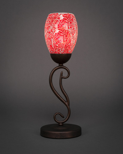 Olde Iron Mini Table Lamp Shown In Bronze Finish With 5" Red Fusion Glass (44-BRZ-5056)