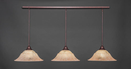3 Light Linear Pendalier With Hang Straight Swivels Shown In Bronze Finish With 16" Italian Marble Glass (48-BRZ-53618)