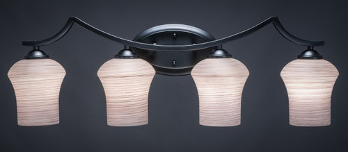 Zilo 4 Light Bath Bar Shown In Matte Black Finish With 5.5" Zilo Gray Linen Glass (554-MB-682)