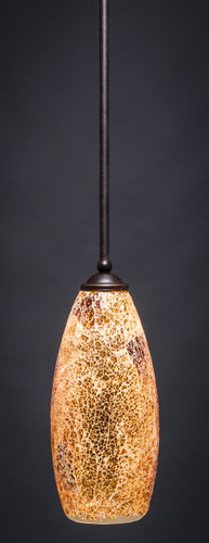 Zilo 1 Light Mini Pendant Shown In Dark Granite Finish With 5.5" Gold Fusion Glass (560-DG-417)