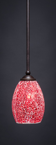 Zilo 1 Light Mini Pendant Shown In Dark Granite Finish With 5" Red Fusion Glass (560-DG-5056)