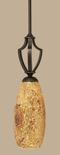 Zilo 1 Light Mini Pendant Shown In Dark Granite Finish With 5.5" Gold Fusion Glass (561-DG-417)
