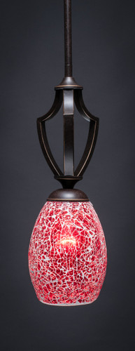 Zilo 1 Light Mini Pendant Shown In Dark Granite Finish With 5" Red Fusion Glass (561-DG-5056)