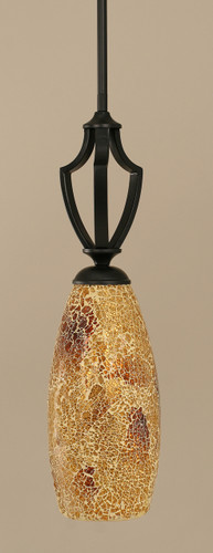 Zilo 1 Light Mini Pendant Shown In Matte Black Finish With 5.5" Gold Fusion Glass (561-MB-417)