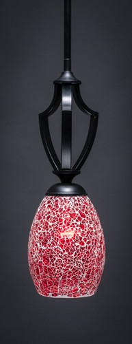 Zilo 1 Light Mini Pendant Shown In Matte Black Finish With 5" Red Fusion Glass (561-MB-5056)