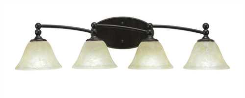 Capri 4 Light Bath Bar Shown In Dark Granite Finish With 7" Amber Marble Glass (594-DG-503)