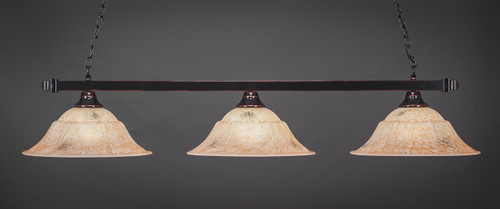 Square 3 Light Bar Shown In Black Copper Finish With 16" Italian Marble Glass (803-BC-53618)