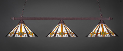 Square 3 Light Bar Shown In Bronze Finish With 16" Hampton Art Glass (803-BRZ-961)
