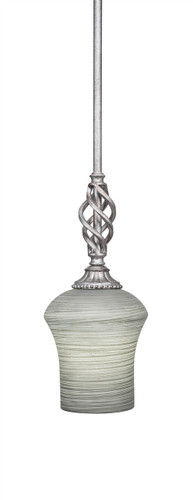 Elegant?? Mini Pendant With Hang Straight Swivel Shown In Aged Silver Finish With 5.5" Zilo Gray Linen Glass (80-AS-682)