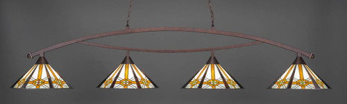 Bow 4 Light Bar Shown In Bronze Finish With 16" Hampton Art Glass (874-BRZ-961)