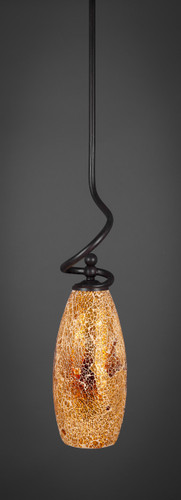Capri Stem Mini Pendant With Hang Straight Swivel Shown In Dark Granite Finish With 5.5" Gold Fusion Glass (901-DG-417)