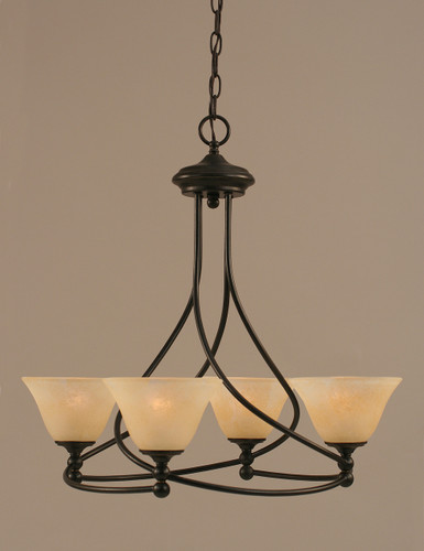 Capri 4 Light Chandelier Shown In Dark Granite Finish With 7" Amber Marble Glass (904-DG-503)