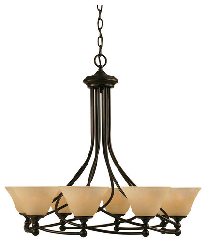 Capri 8 Light Chandelier Shown In Dark Granite Finish With 7" Amber Marble Glass (908-DG-503)