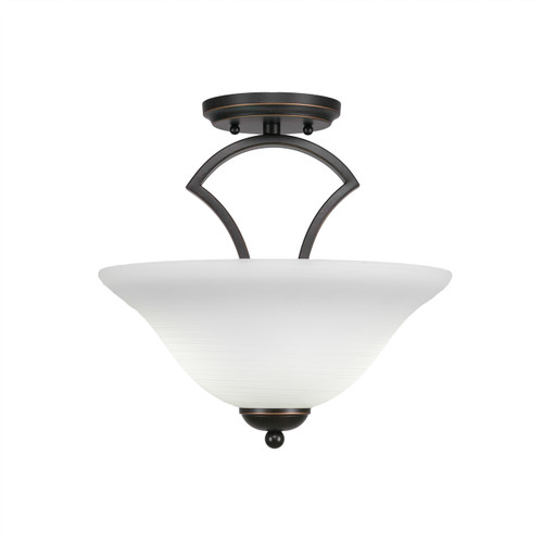 Zilo Semi Flush With 2 Bulbs Shown In Dark Granite Finish With 12" White Linen Glass (563-DG-614)