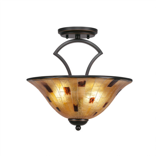 Zilo Semi Flush With 2 Bulbs Shown In Dark Granite Finish With 12" Penshell Resin (563-DG-707)