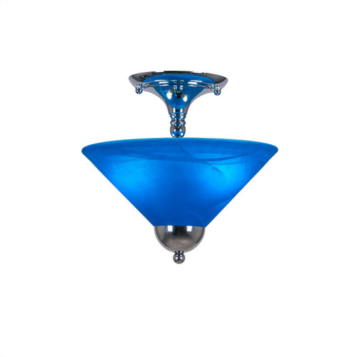 Semi-Flush With 2 Bulbs Shown In Chrome Finish With 12" Blue Italian Glass (120-CH-4152)