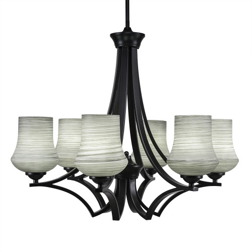Zilo 6 Light Chandelier Shown In Matte Black Finish With 5.5" Zilo Gray Linen Glass (566-MB-682)