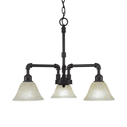 Vintage 3 Light Chandelier Shown In Dark Granite Finish With 7" Amber Marble Glass (283-DG-503)