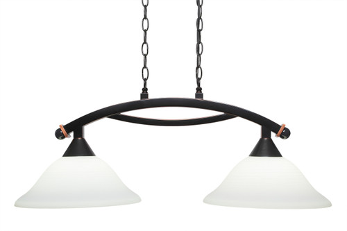 Bow 2 Light Island Light Shown In Black Copper Finish With 12" White Linen Glass (872-BC-614)