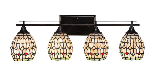 Uptowne 4 Light Bath Bar Shown In Dark Granite Finish With 5??Ñ Rosetta Art Glass (134-DG-9881)