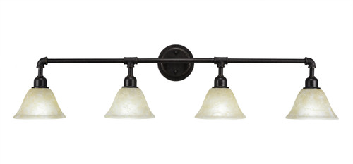 Vintage 4 Light Bath Bar Shown In Dark Granite Finish With 7" Amber Marble Glass (184-DG-503)