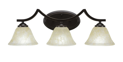 Zilo 3 Light Bath Bar Shown In Dark Granite Finish With 7" Amber Marble Glass (553-DG-503)