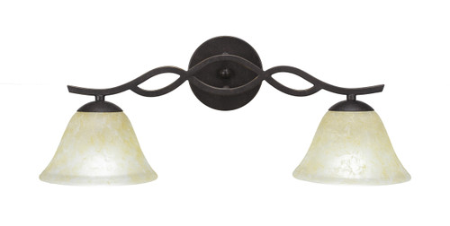 Revo 2 Light Bath Bar Shown In Dark Granite Finish With 7" Amber Marble Glass (142-DG-503)