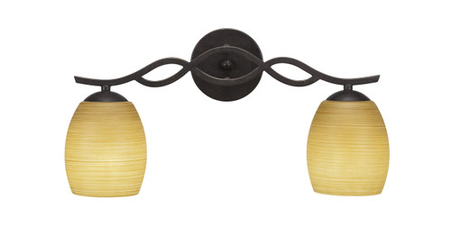 Revo 2 Light Bath Bar Shown In Dark Granite Finish With 5" Cayenne Linen Glass (142-DG-625)