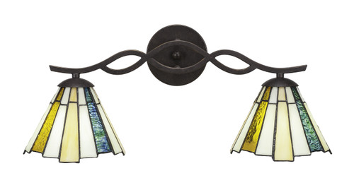 Revo 2 Light Bath Bar Shown In Dark Granite Finish With 7" Sequois Art Glass (142-DG-9335)