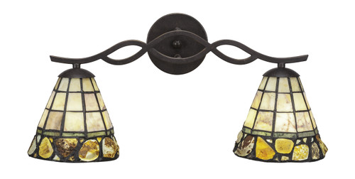 Revo 2 Light Bath Bar Shown In Dark Granite Finish With 7" Cobblestone Art Glass (142-DG-9735)