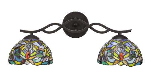 Revo 2 Light Bath Bar Shown In Dark Granite Finish With 7" Kaleidoscope Art Glass (142-DG-9905)