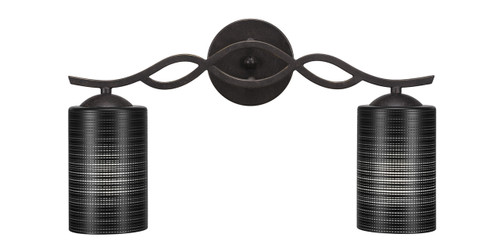 Revo 2 Light Bath Bar Shown In Dark Granite Finish With 4" Black Matrix Glass (142-DG-4069)
