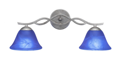 Revo 2 Light Bath Bar Shown In Aged Silver Finish With 7" Blue Italian Glass (142-AS-4155)