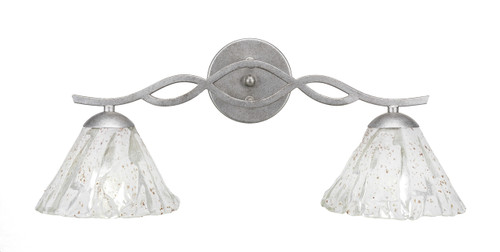 Revo 2 Light Bath Bar Shown In Aged Silver Finish With 7" Italian Ice Glass (142-AS-7195)