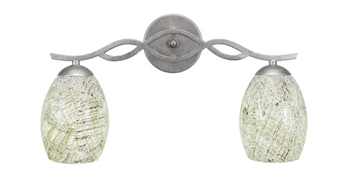 Revo 2 Light Bath Bar Shown In Aged Silver Finish With 5" Natural Fusion Glass (142-AS-5054)