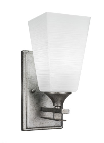Uptowne 1 Light Wall Sconce Shown In Aged Silver Finish With 5" Square White Linen Glass (131-AS-671)