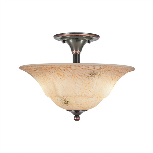 Semi-Flush With 2 Bulbs Shown In Black Copper Finish With 16" Italian Marble Glass (121-BC-53618)