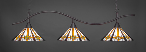 Swoop 3 Light Bar Shown In Dark Granite Finish With 16" Hampton Art Glass (893-DG-961)